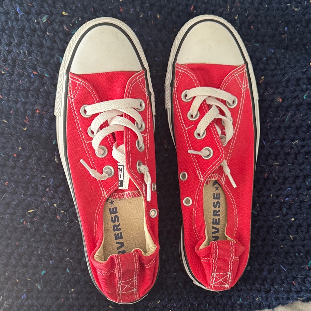 Women’s Converse Red and White Sneakers